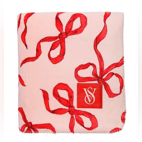 Victoria’s Secret Red and Pink Bow Blanket